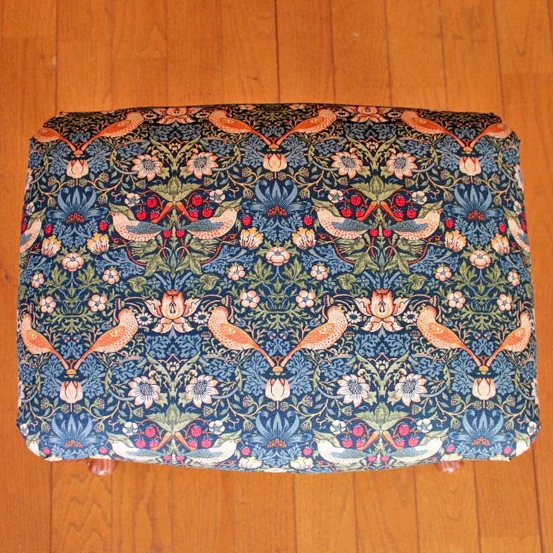 クラシックファブリック スツール いちご泥棒 猫脚 602-1061 花柄